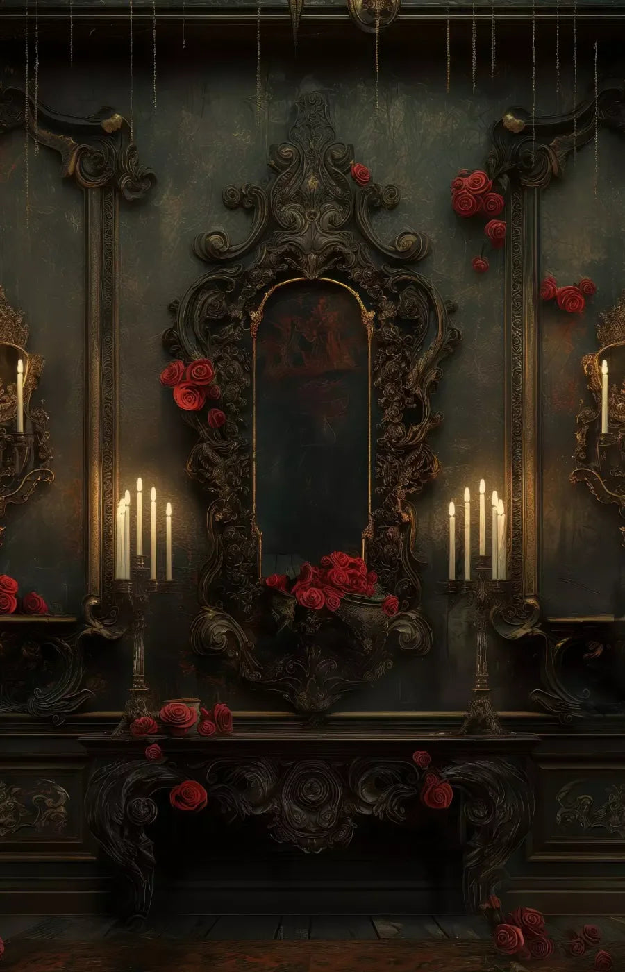 Victorian Gothic Entrance With Candles 9’x14’ UltraCloth (108 x 168 inch) Backdrop