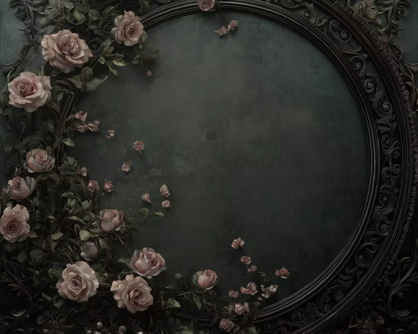 Victorian Gothic Frame With Flowers 10’x8’ Fleece (120 x 96 inch) Backdrop