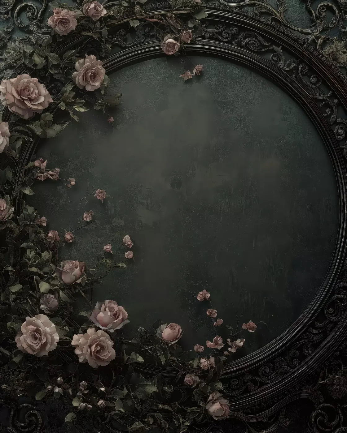 Victorian Gothic Frame With Flowers 8’x10’ Fleece (96 x 120 inch) Backdrop