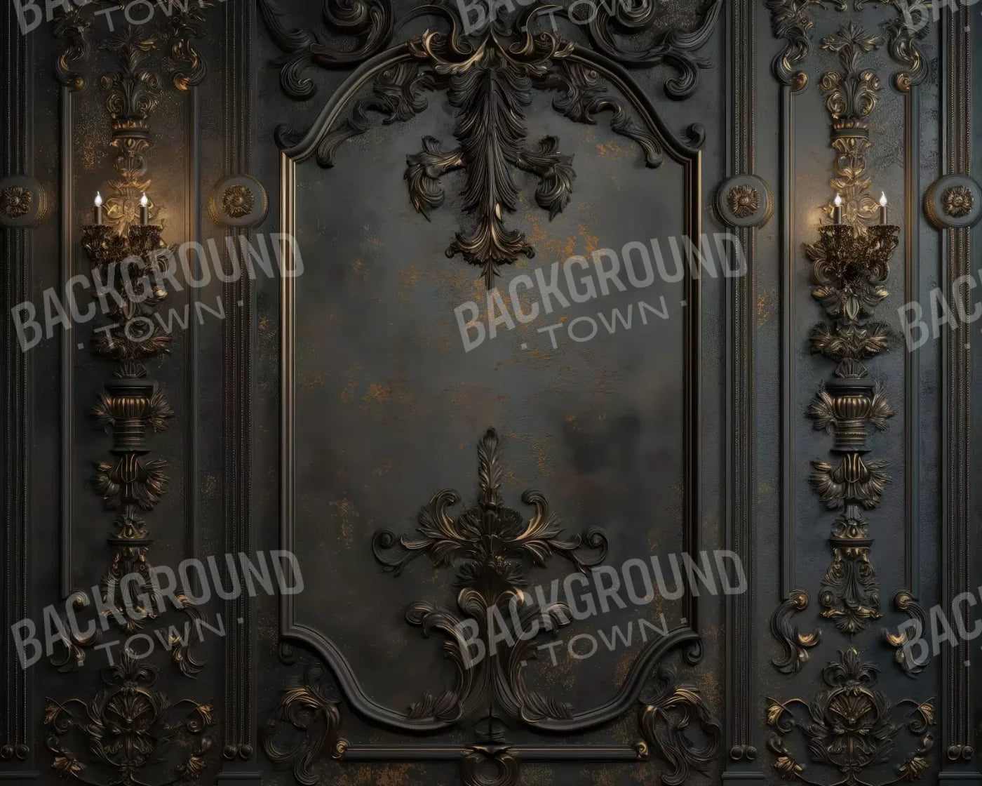 Victorian Gothic Wall Sconces 10’x8’ Fleece (120 x 96 inch) Backdrop