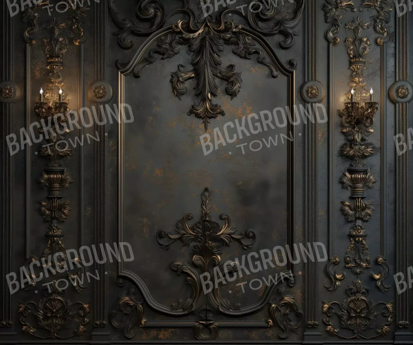 Victorian Gothic Wall Sconces 5’x4’2 Fleece (60 x 50 inch) Backdrop