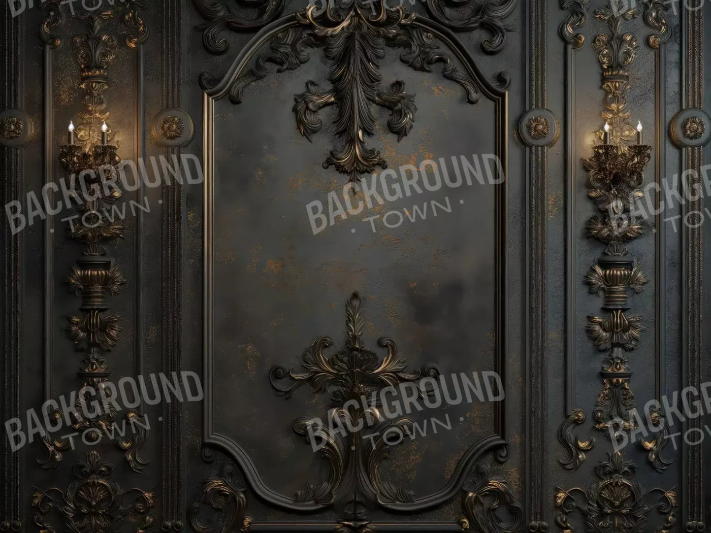 Victorian Gothic Wall Sconces 6’8x5’ Fleece (80 x 60 inch) Backdrop