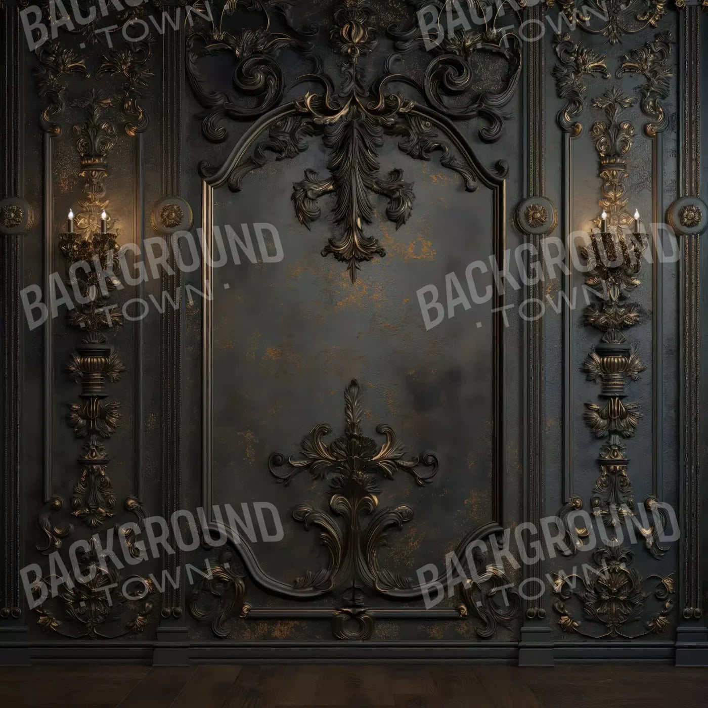 Victorian Gothic Wall Sconces 8’x8’ Fleece (96 x 96 inch) Backdrop