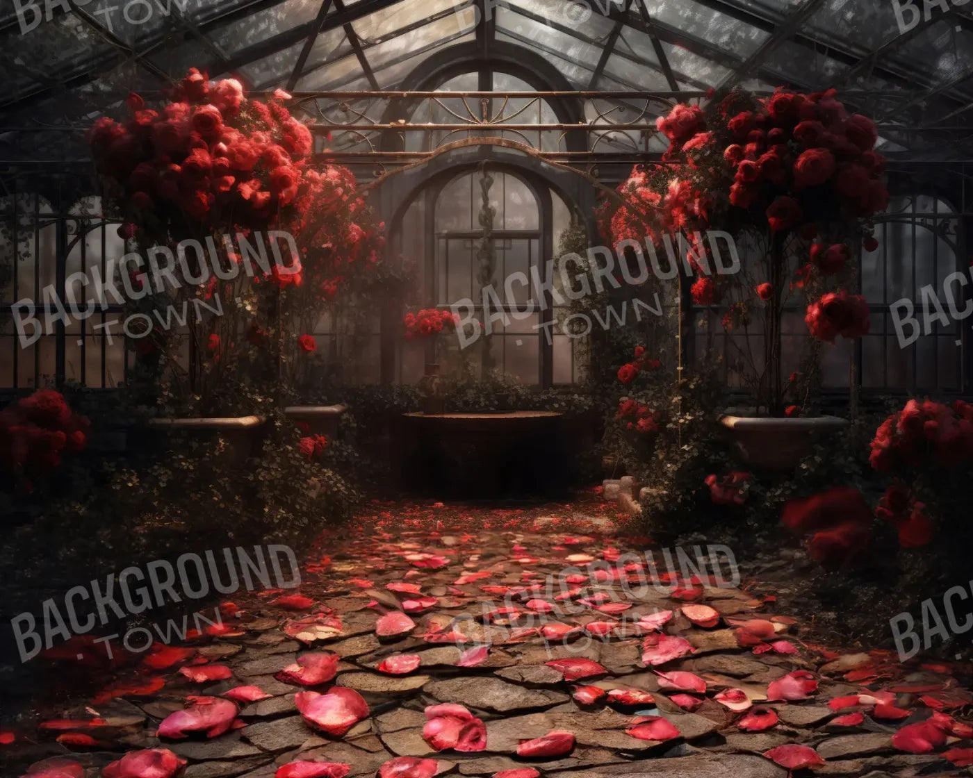 Victorian Greenhouse Petal Path 10’x8’ Fleece (120 x 96 inch) Backdrop