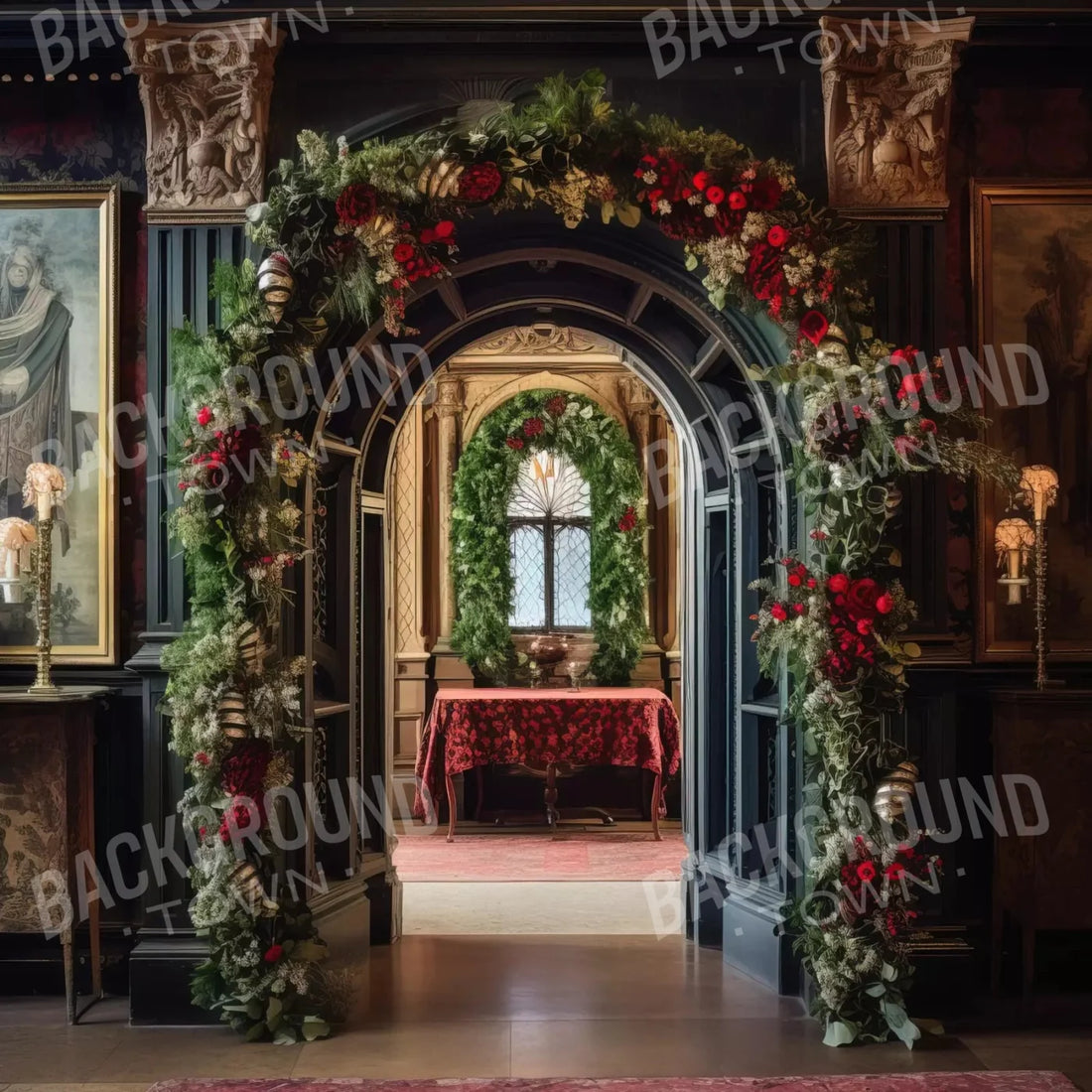 Victorian Holiday Arch 10X10 Ultracloth ( 120 X Inch ) Backdrop