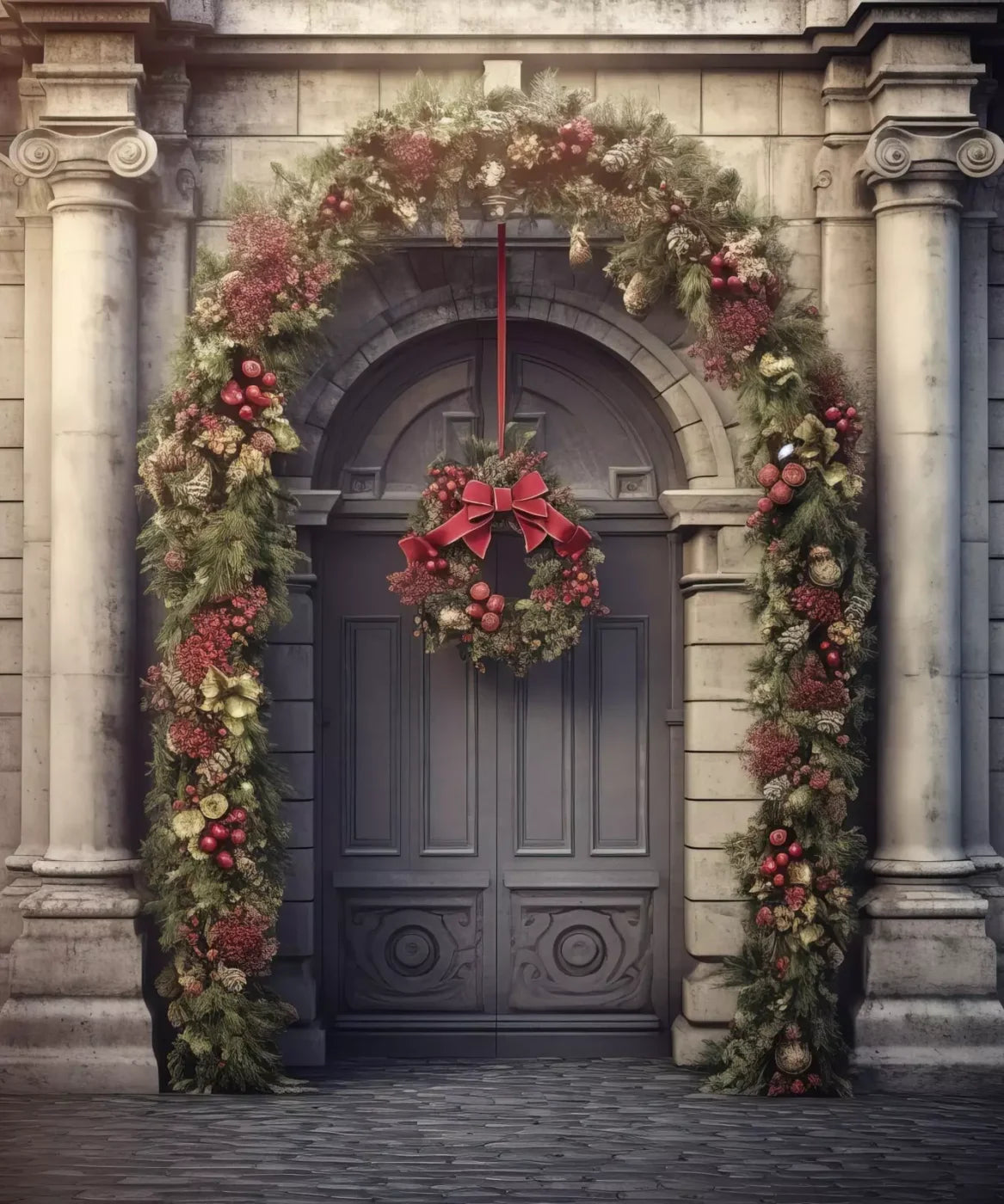 Victorian Holiday Doorway 10’X12’ Ultracloth (120 X 144 Inch) Backdrop