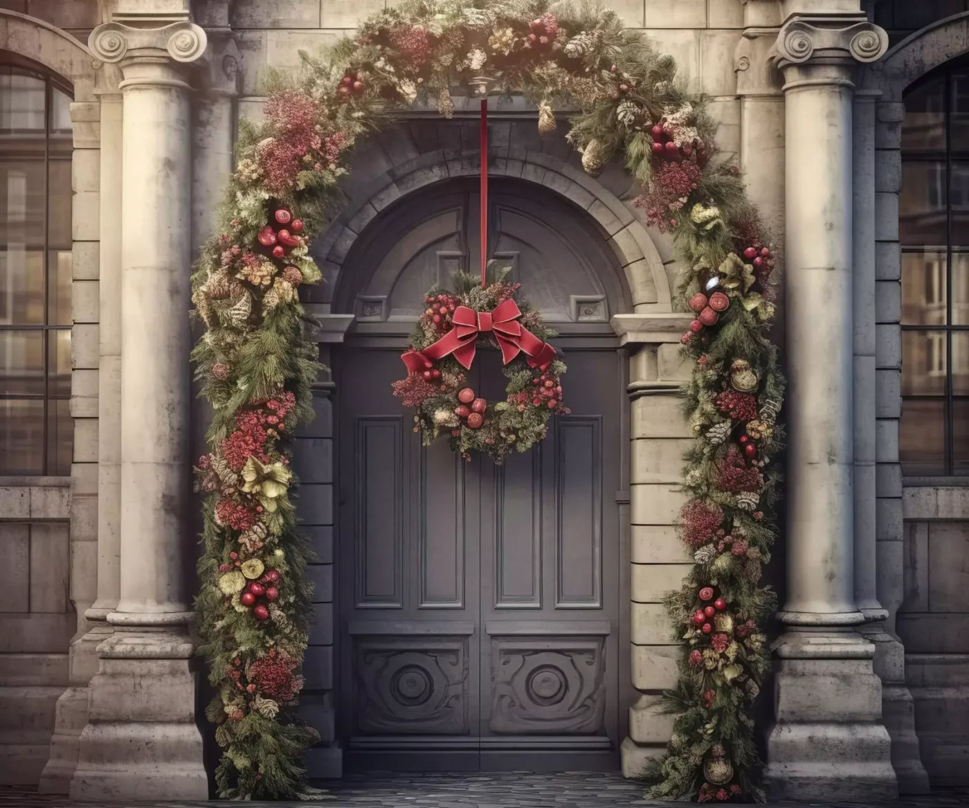 Victorian Holiday Doorway 12’X10’ Ultracloth (144 X 120 Inch) Backdrop