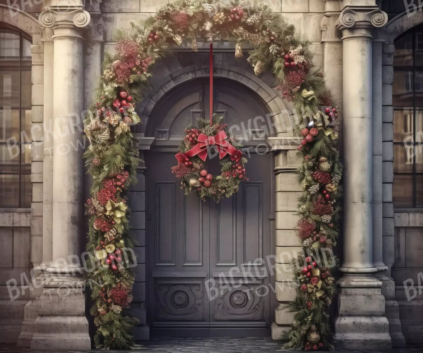 Victorian Holiday Doorway 12’X10’ Ultracloth (144 X 120 Inch) Backdrop
