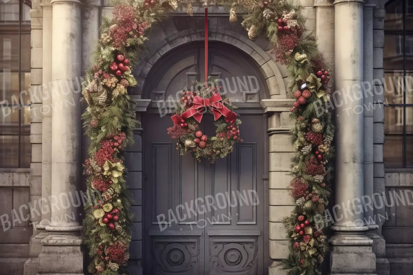 Victorian Holiday Doorway 12’X8’ Ultracloth (144 X 96 Inch) Backdrop