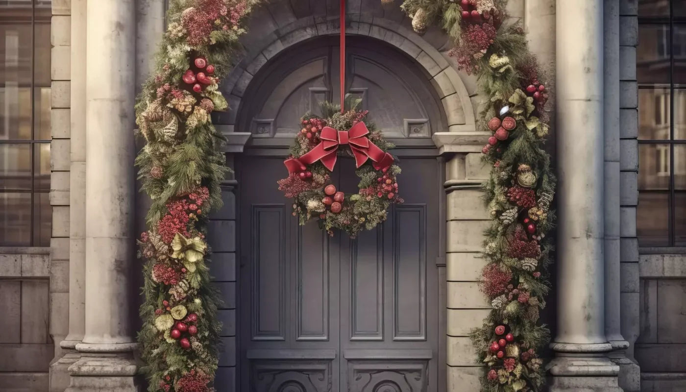 Victorian Holiday Doorway 14’X8’ Ultracloth (168 X 96 Inch) Backdrop