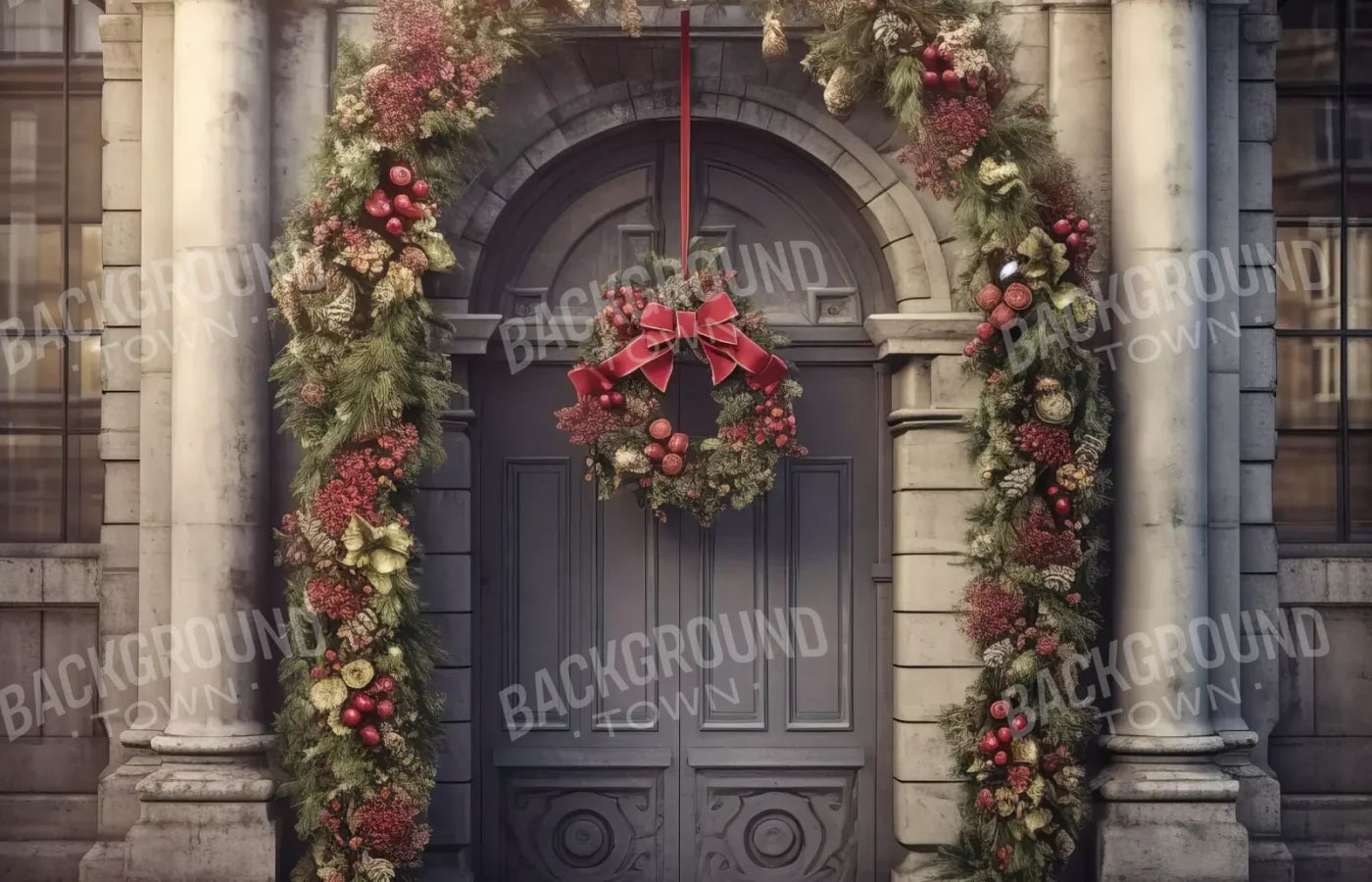 Victorian Holiday Doorway 14’X9’ Ultracloth (168 X 108 Inch) Backdrop