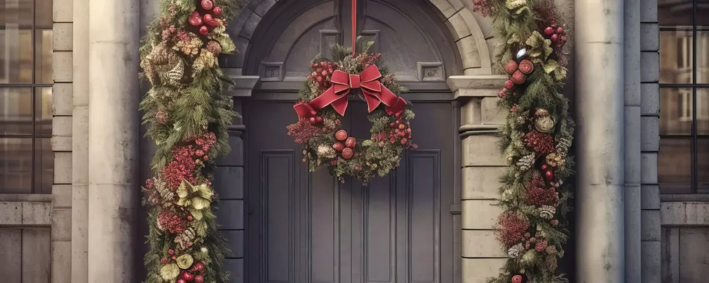 Victorian Holiday Doorway 20’X8’ Ultracloth (240 X 96 Inch) Backdrop