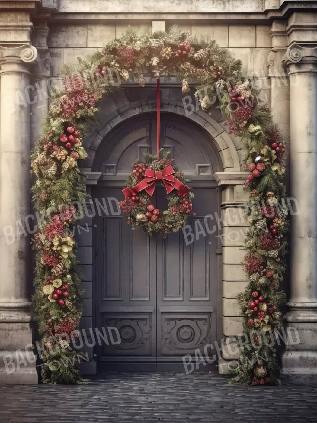Victorian Holiday Doorway 6’X8’ Fleece (72 X 96 Inch) Backdrop