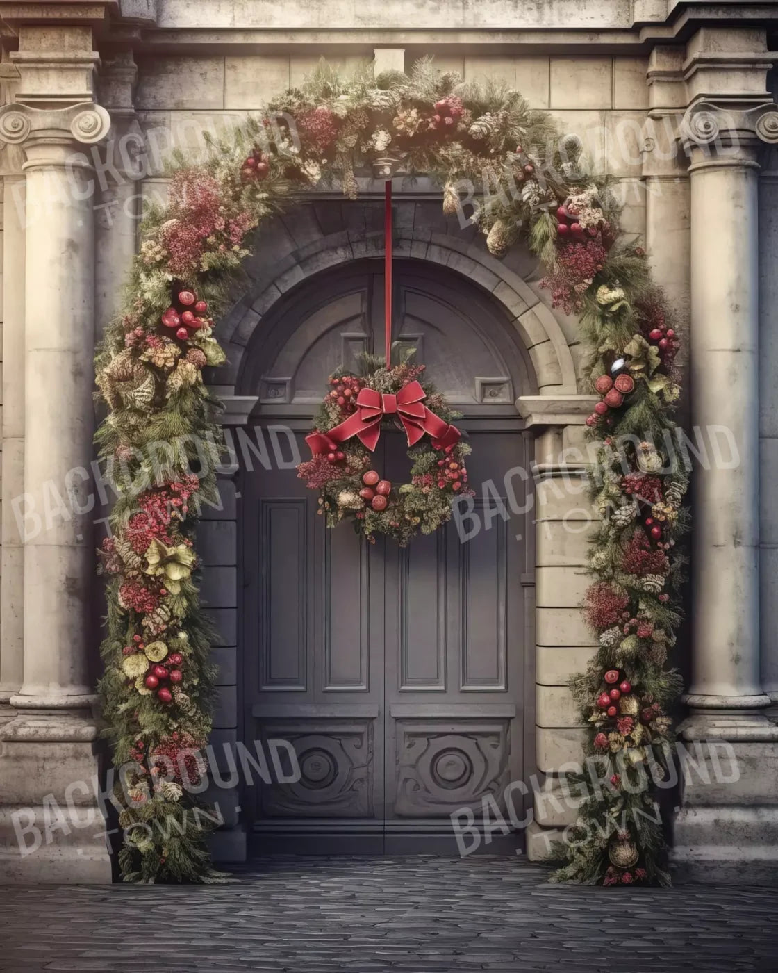 Victorian Holiday Doorway 8’X10’ Fleece (96 X 120 Inch) Backdrop