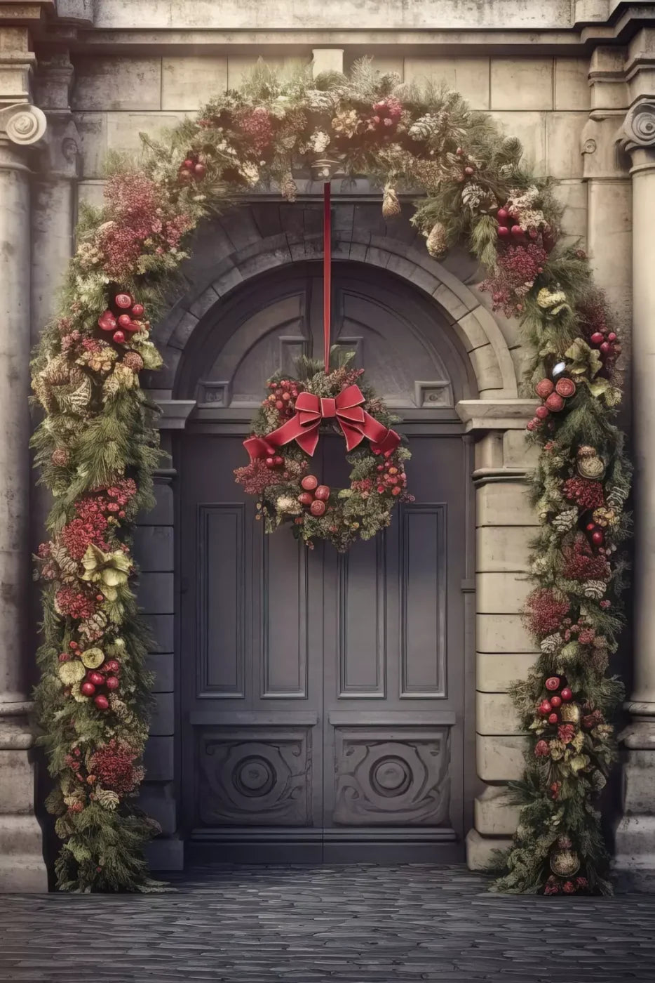 Victorian Holiday Doorway 8’X12’ Ultracloth (96 X 144 Inch) Backdrop