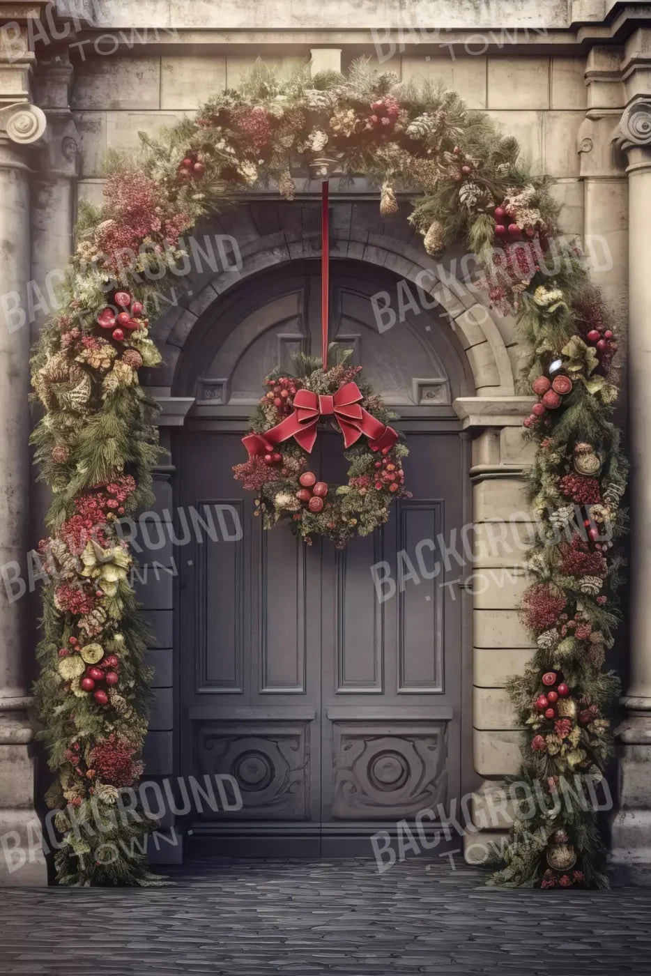 Victorian Holiday Doorway 8’X12’ Ultracloth (96 X 144 Inch) Backdrop