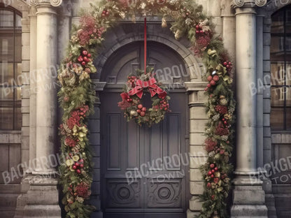 Victorian Holiday Doorway 8’X6’ Fleece (96 X 72 Inch) Backdrop