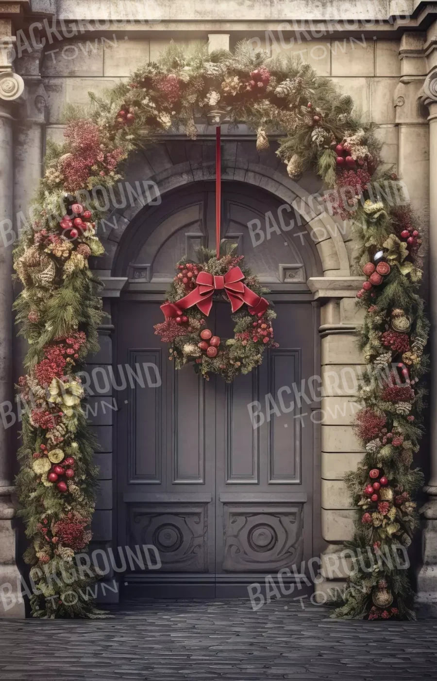 Victorian Holiday Doorway 9’X14’ Ultracloth (108 X 168 Inch) Backdrop