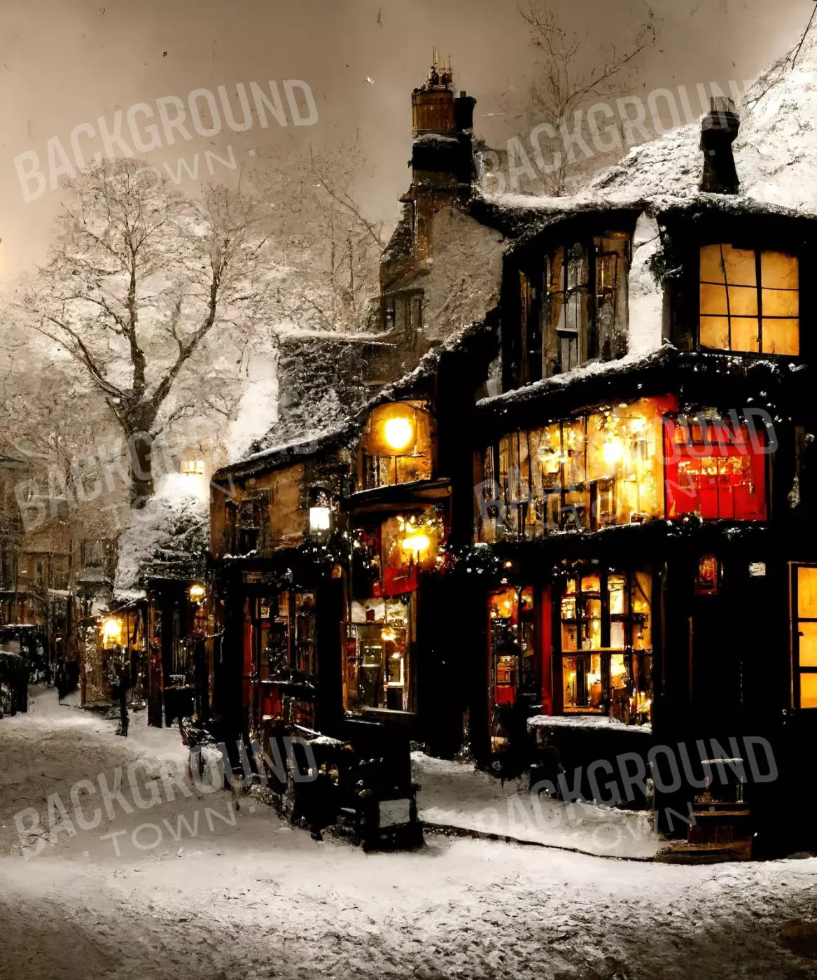 Victorian Holiday Storefront 10’X12’ Ultracloth (120 X 144 Inch) Backdrop