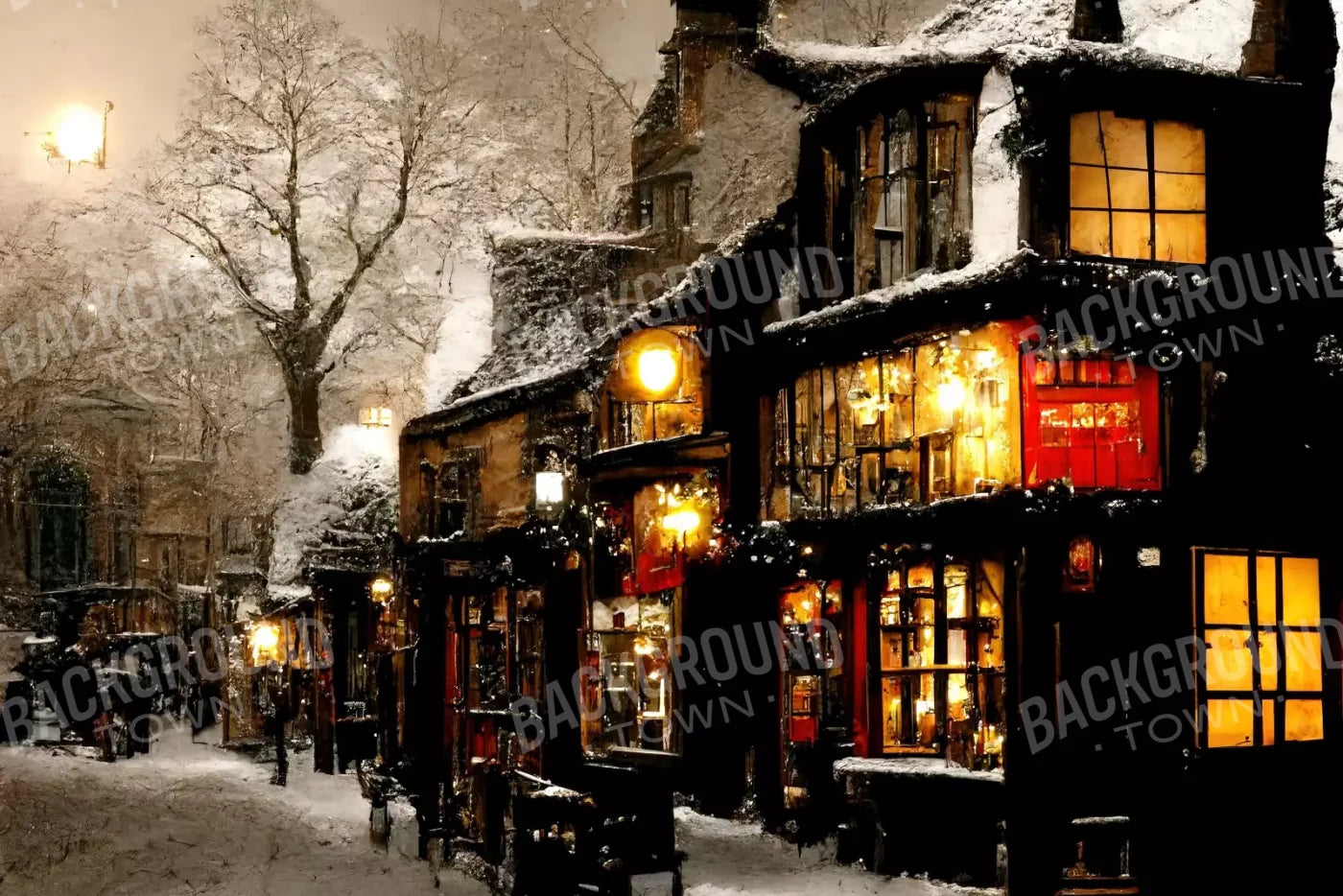 Victorian Holiday Storefront 12’X8’ Ultracloth (144 X 96 Inch) Backdrop