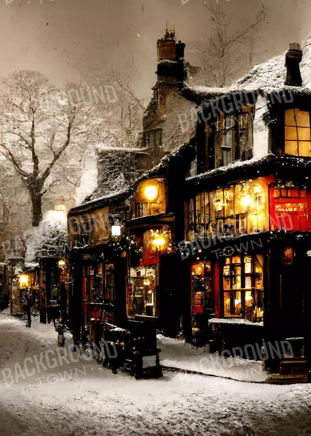 Victorian Holiday Storefront 5’X7’ Ultracloth (60 X 84 Inch) Backdrop