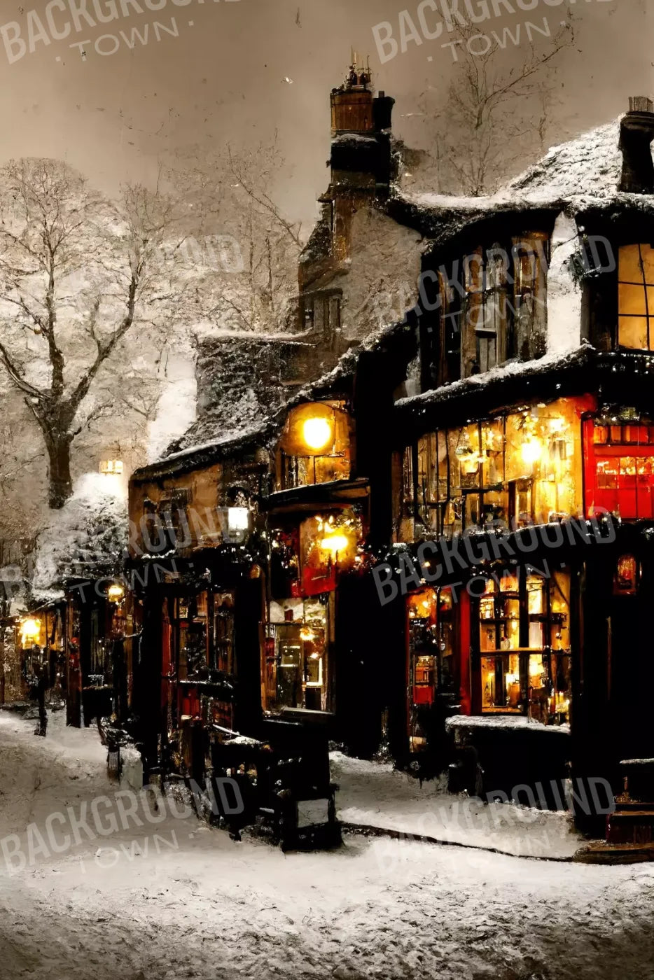 Victorian Holiday Storefront 8’X12’ Ultracloth (96 X 144 Inch) Backdrop