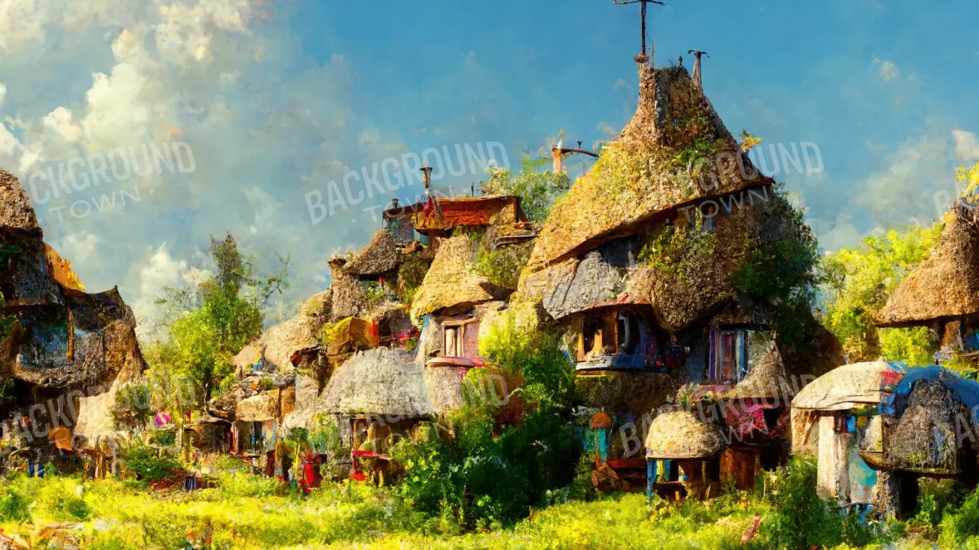Village Life 3 14X8 Ultracloth ( 168 X 96 Inch ) Backdrop