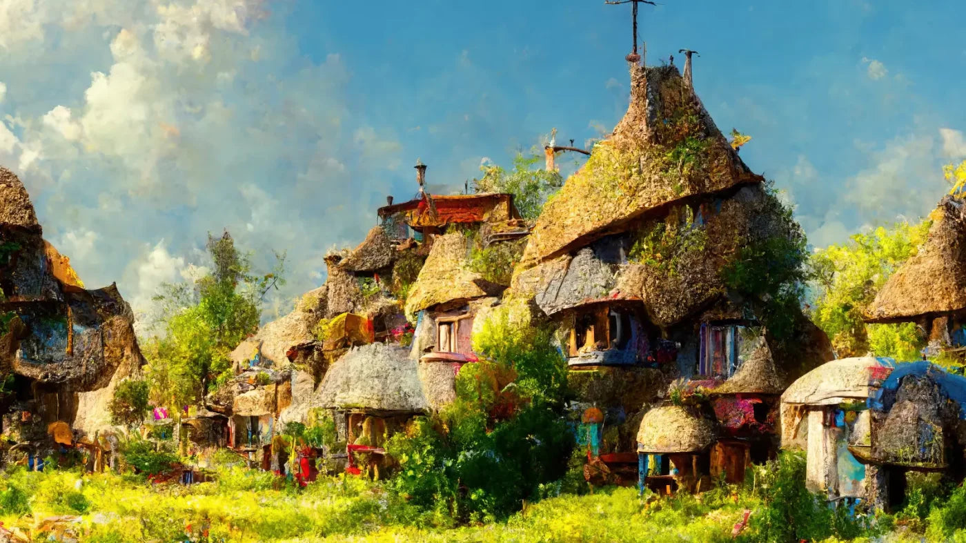 Village Life 3 14X8 Ultracloth ( 168 X 96 Inch ) Backdrop