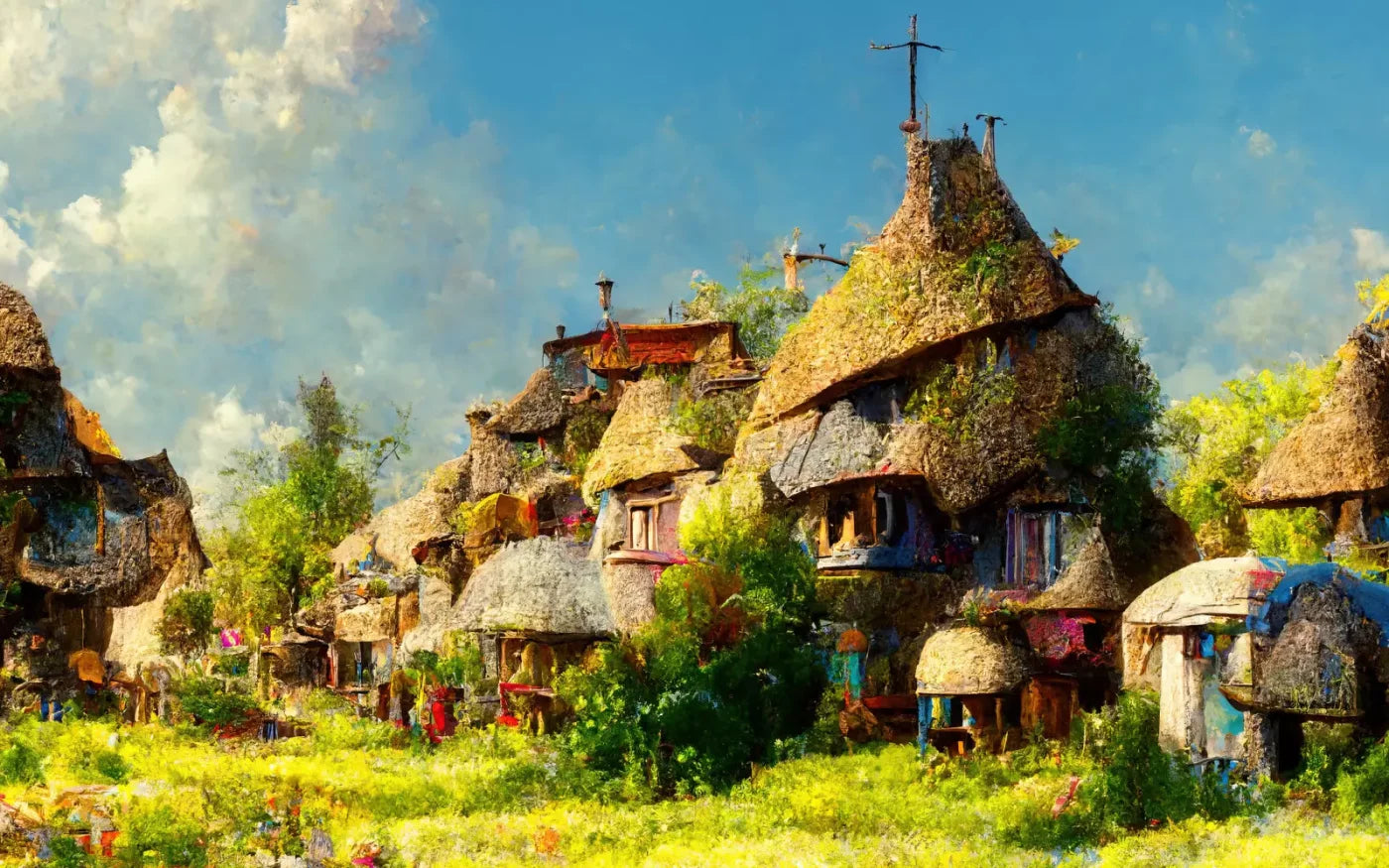 Village Life 3 14X9 Ultracloth ( 168 X 108 Inch ) Backdrop