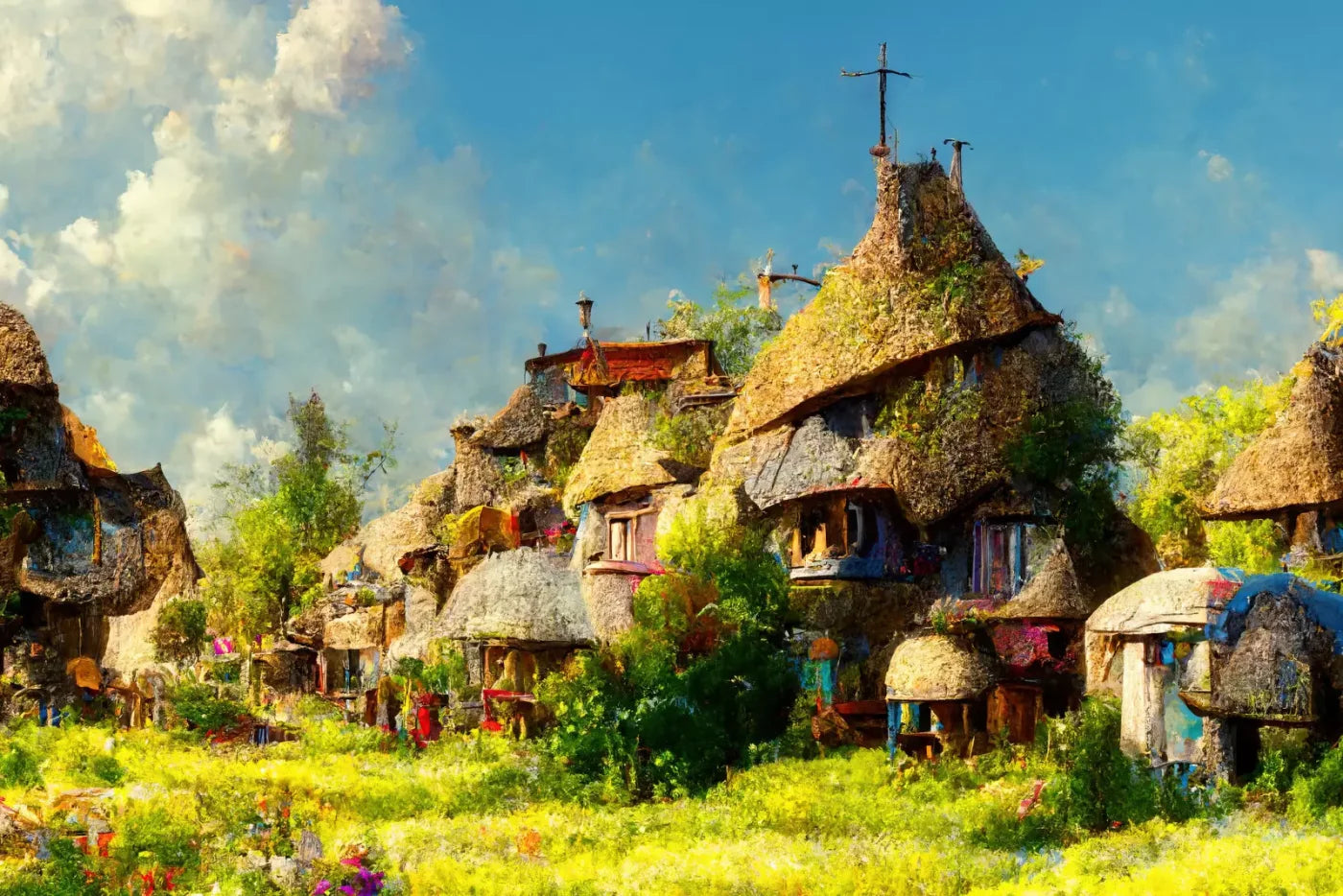 Village Life 3 8X5 Ultracloth ( 96 X 60 Inch ) Backdrop