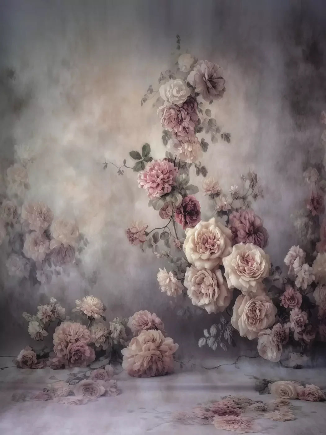 Vining Flowers 5X68 Fleece ( 60 X 80 Inch ) Backdrop