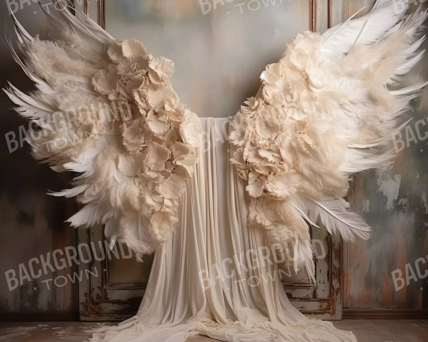 Vintage Angel Wings 10’X8’ Fleece (120 X 96 Inch) Backdrop