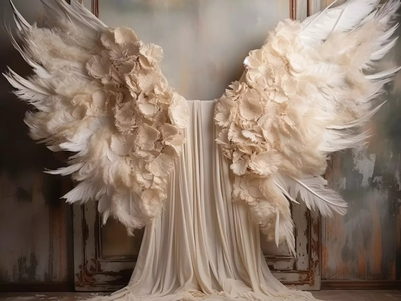 Vintage Angel Wings 6’8X5’ Fleece (80 X 60 Inch) Backdrop