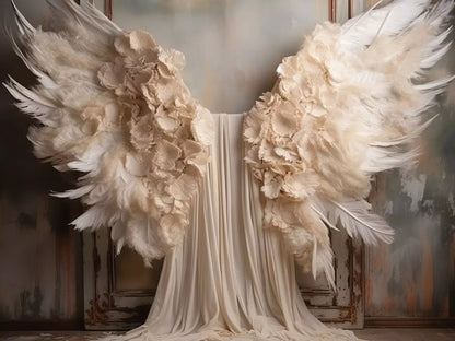 Vintage Angel Wings 8’X6’ Fleece (96 X 72 Inch) Backdrop