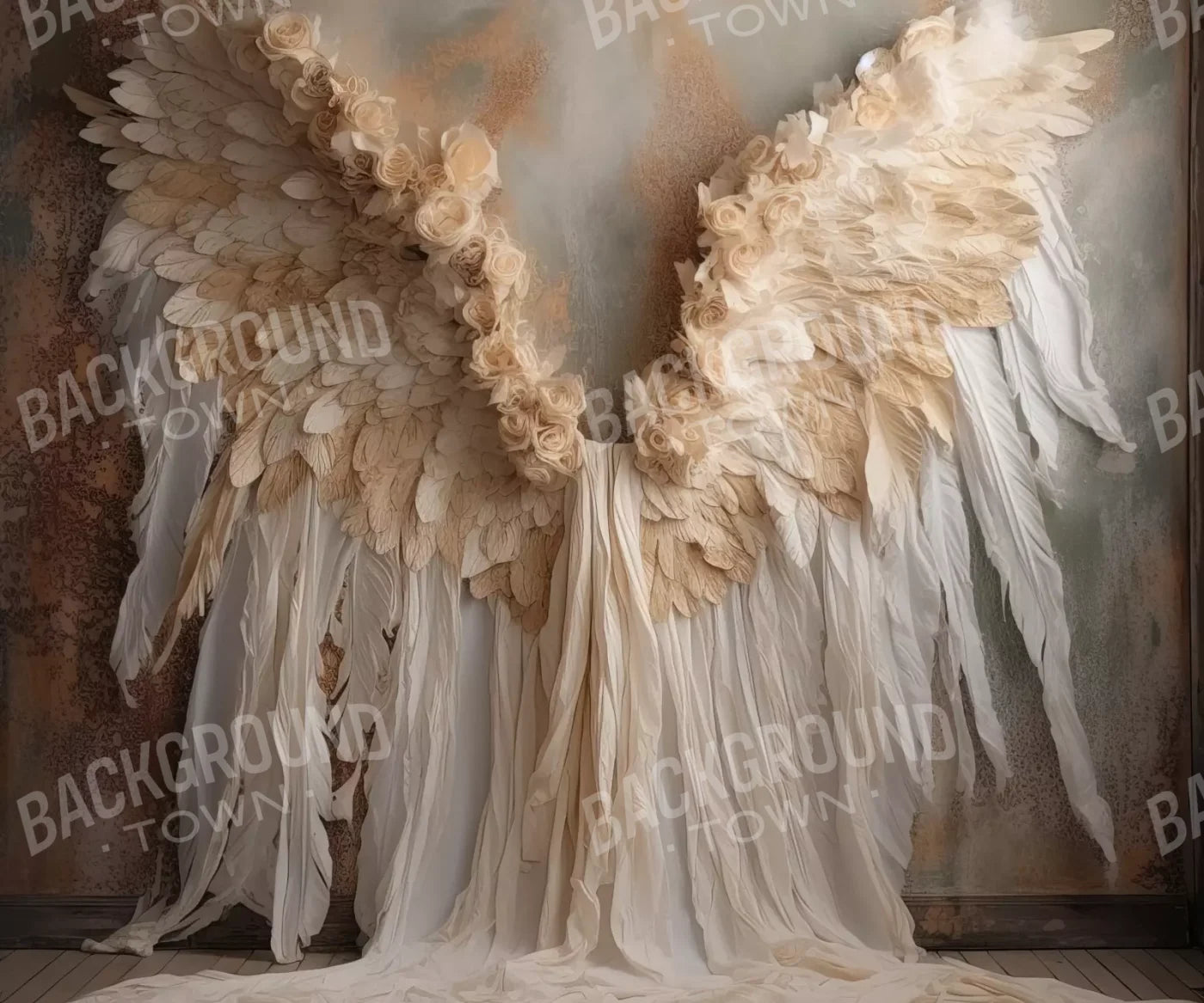 Vintage Angel Wings Ii 5’X4’2 Fleece (60 X 50 Inch) Backdrop