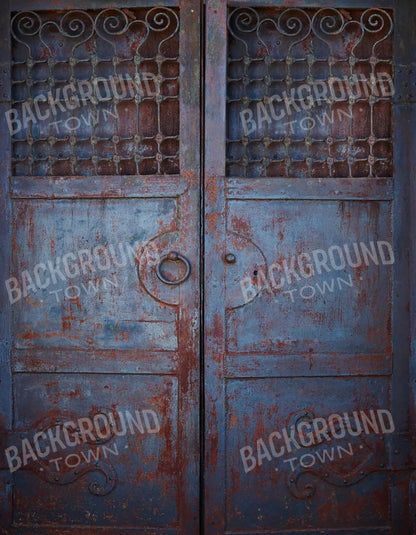 Vintage Blue Door 6X8 Fleece ( 72 X 96 Inch ) Backdrop