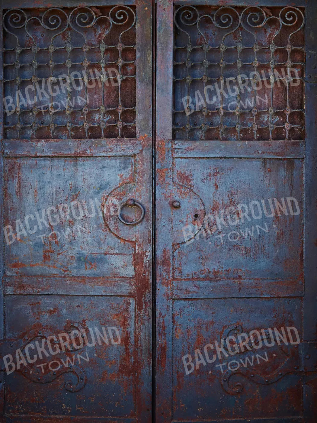 Vintage Blue Door 8X10 Fleece ( 96 X 120 Inch ) Backdrop
