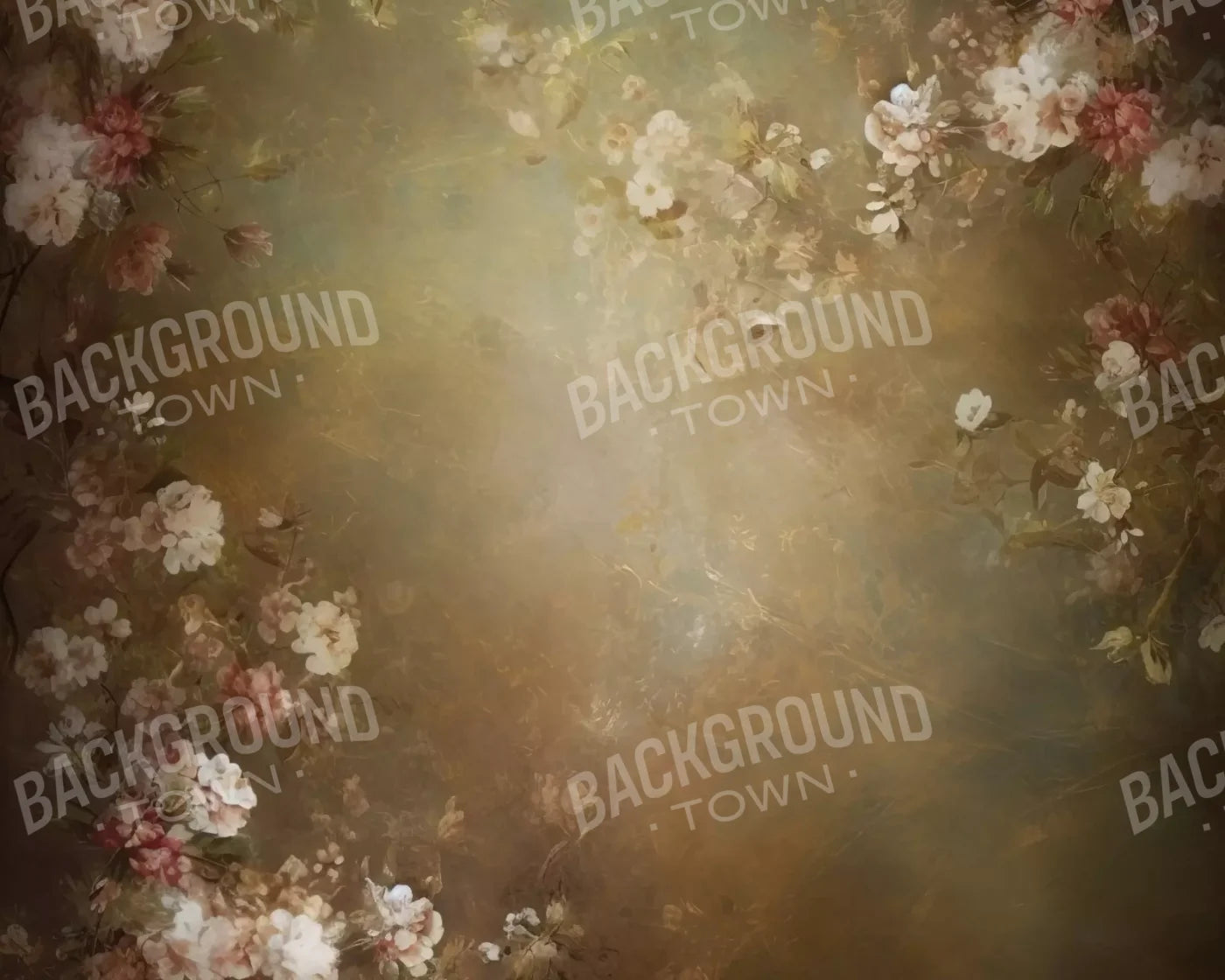 Vintage Brown Floral 1 10’X8’ Fleece (120 X 96 Inch) Backdrop