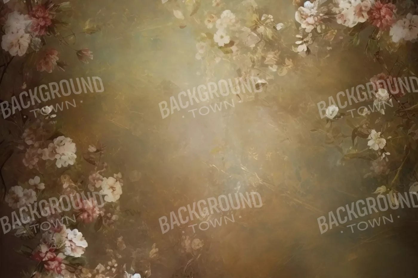 Vintage Brown Floral 1 12’X8’ Ultracloth (144 X 96 Inch) Backdrop