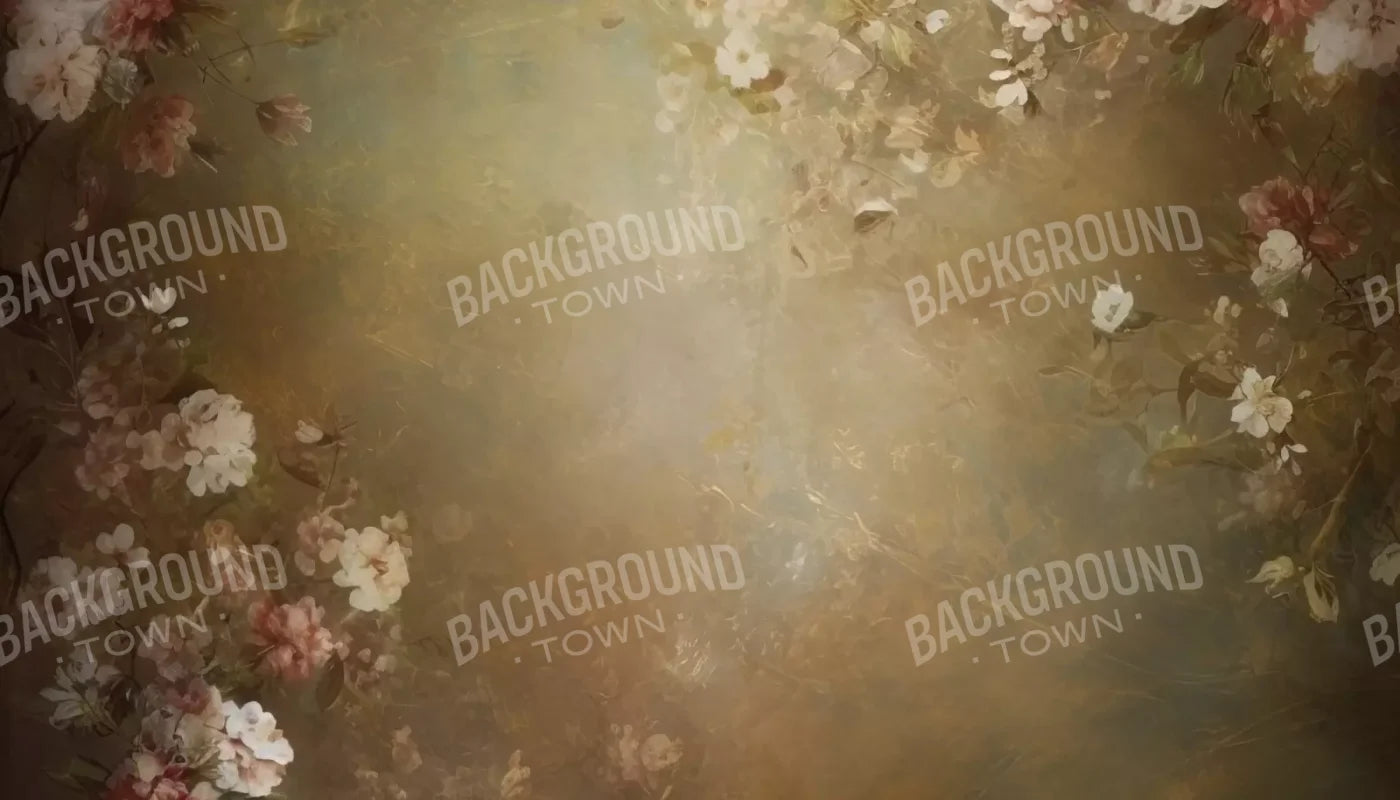 Vintage Brown Floral 1 14’X8’ Ultracloth (168 X 96 Inch) Backdrop