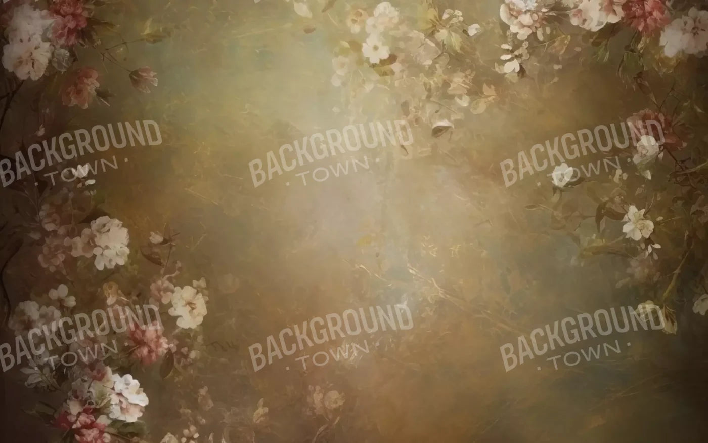 Vintage Brown Floral 1 16’X10’ Ultracloth (192 X 120 Inch) Backdrop