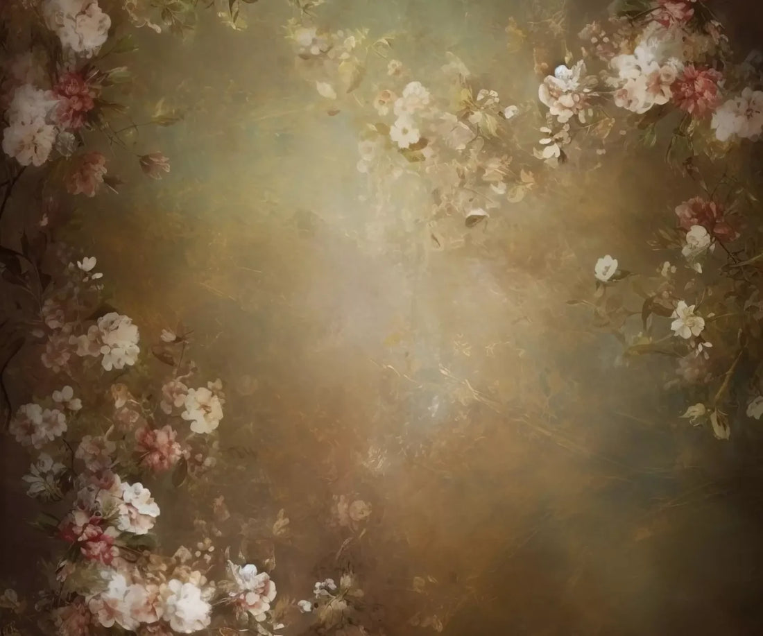 Vintage Brown Floral 1 5’X4’2 Fleece (60 X 50 Inch) Backdrop