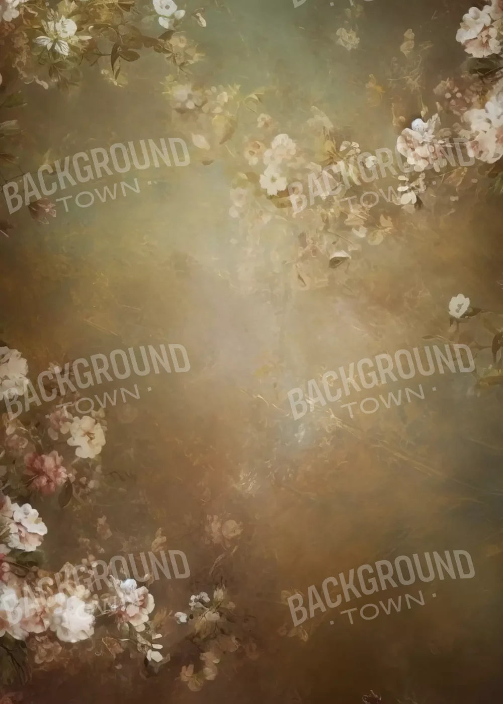 Vintage Brown Floral 1 5’X7’ Ultracloth (60 X 84 Inch) Backdrop