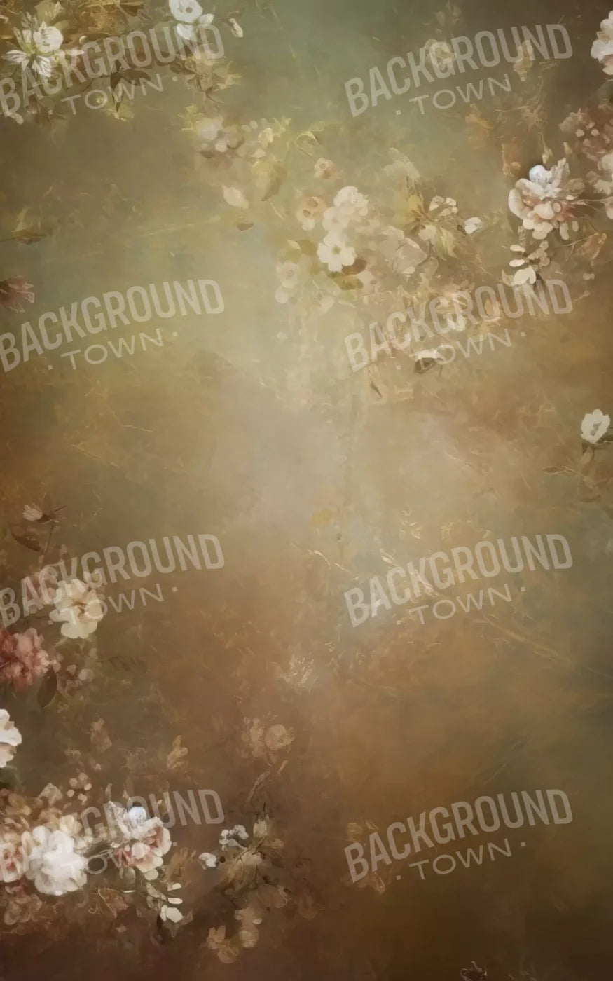 Vintage Brown Floral 1 5’X8’ Ultracloth (60 X 96 Inch) Backdrop