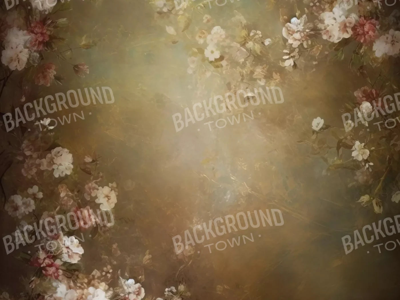 Vintage Brown Floral 1 6’8X5’ Fleece (80 X 60 Inch) Backdrop