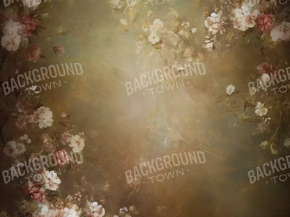 Vintage Brown Floral 1 6’8X5’ Fleece (80 X 60 Inch) Backdrop