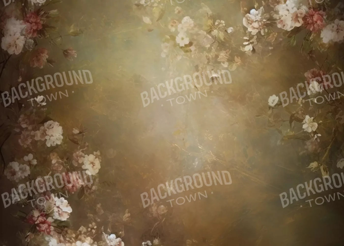 Vintage Brown Floral 1 7’X5’ Ultracloth (84 X 60 Inch) Backdrop