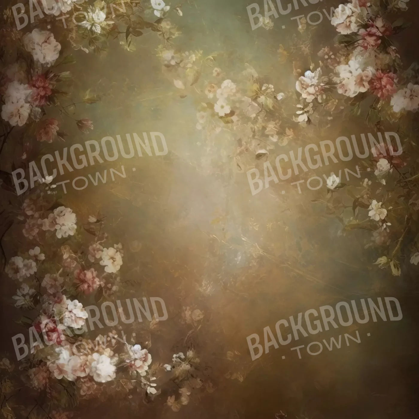 Vintage Brown Floral 1 8’X8’ Fleece (96 X Inch) Backdrop