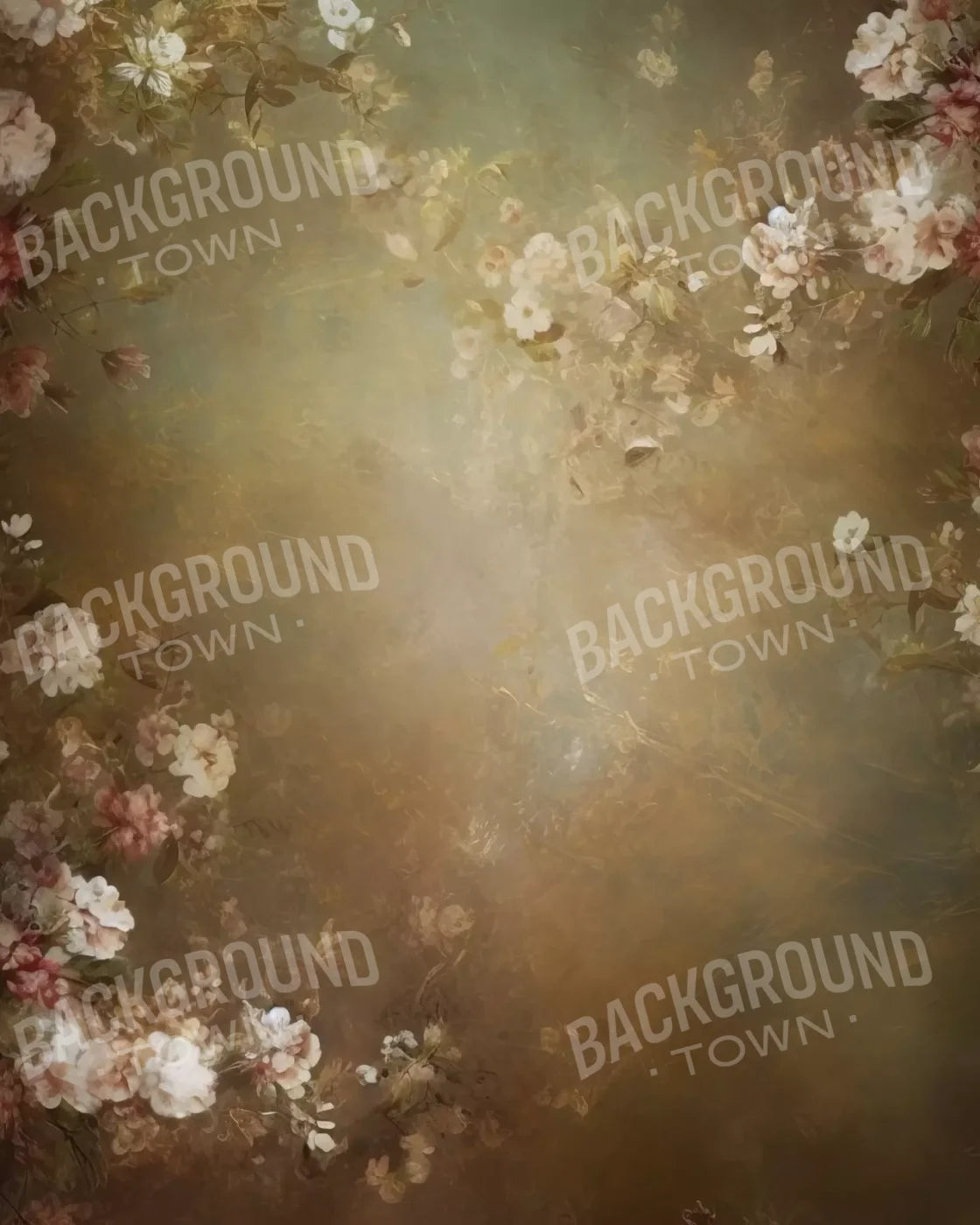 Vintage Brown Floral 1 8’X10’ Fleece (96 X 120 Inch) Backdrop