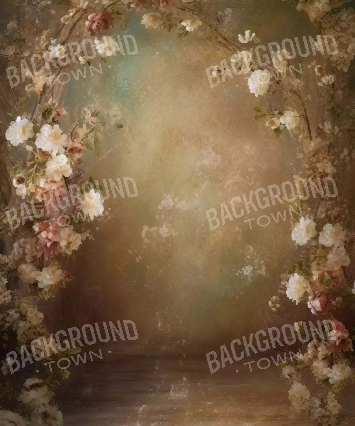 Vintage Brown Floral 2 10’X12’ Ultracloth (120 X 144 Inch) Backdrop